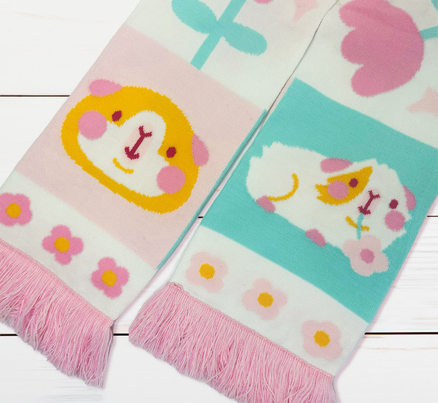 Knitted Pastel Piggies Guinea Pig Scarf