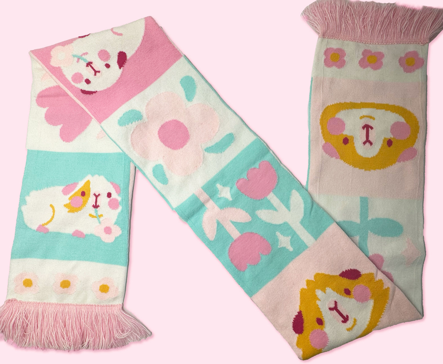 Knitted Pastel Piggies Guinea Pig Scarf