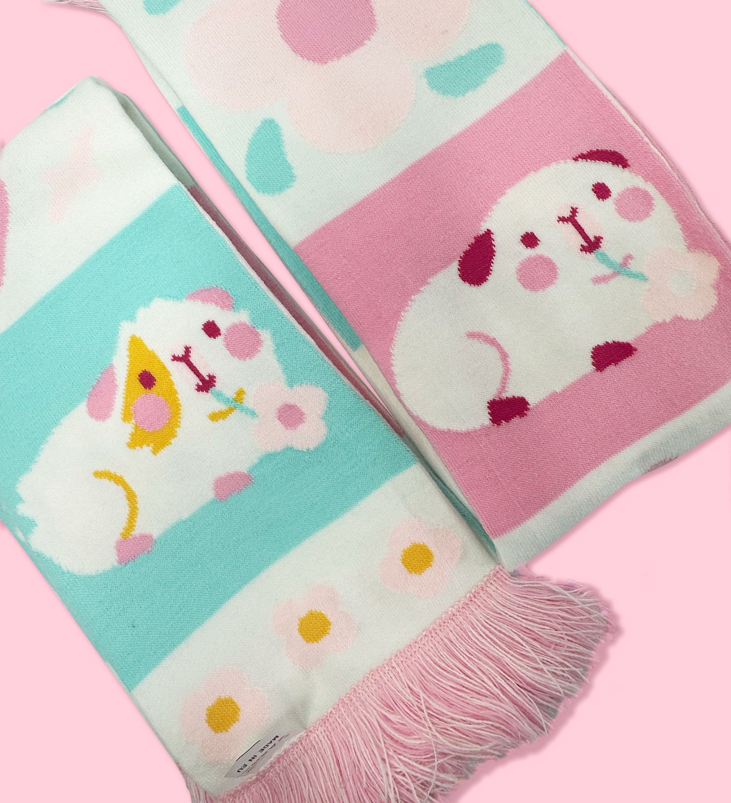 Knitted Pastel Piggies Guinea Pig Scarf