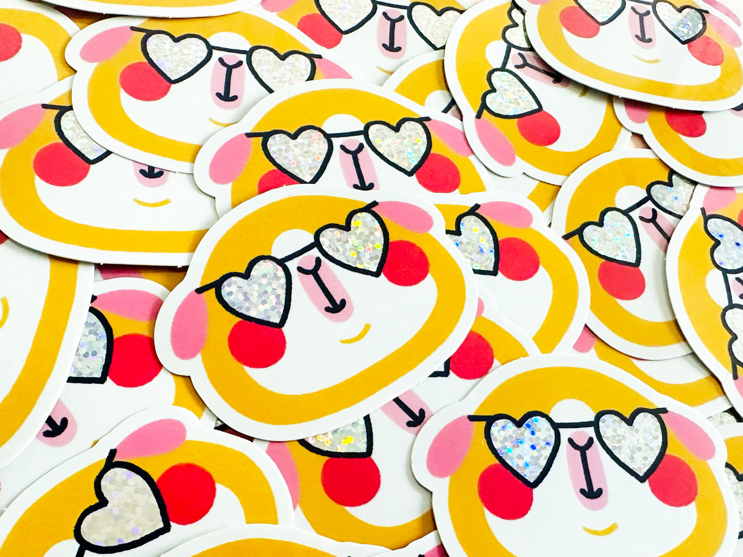 Glitter Heart Glasses American Guinea Pig Sticker