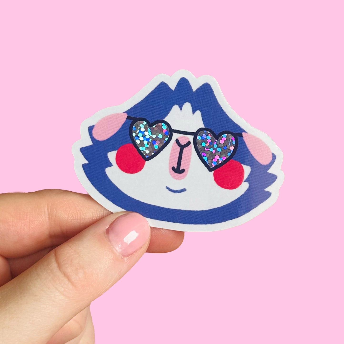 Glitter Heart Glasses Aby Guinea Pig Sticker