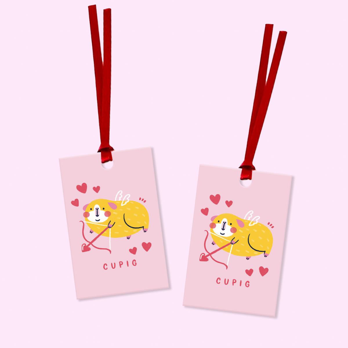 2 Pack CUPIG Guinea Pig Gift Tags With Ribbon