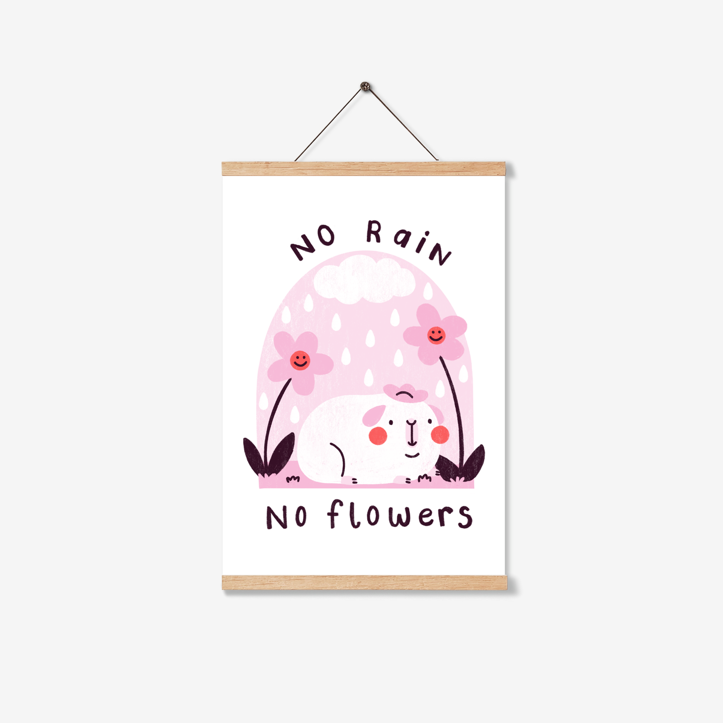 No Rain No Flowers Guinea Pig Print | A4