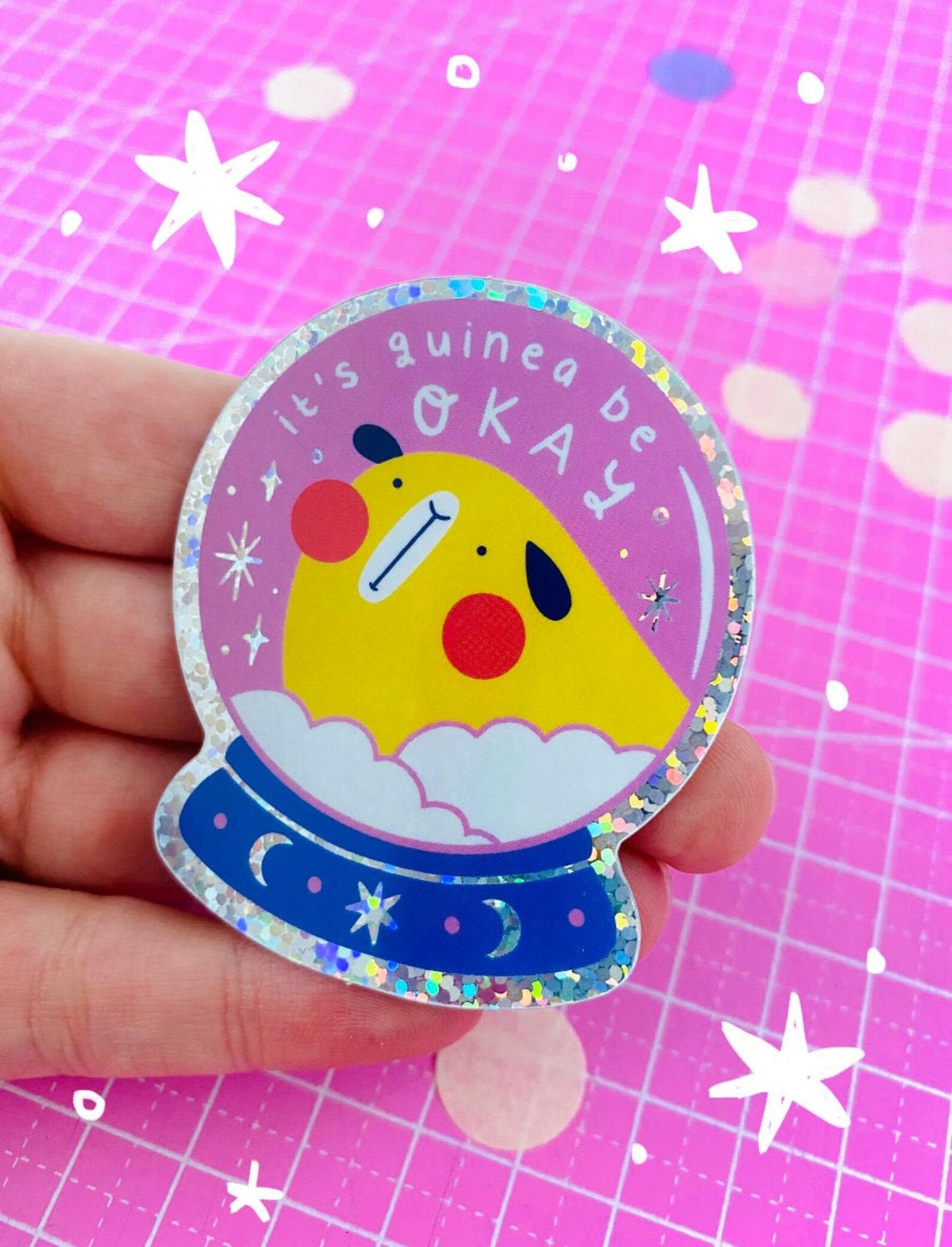 Holographic Glitter Guinea Pig Crystal Ball Sticker