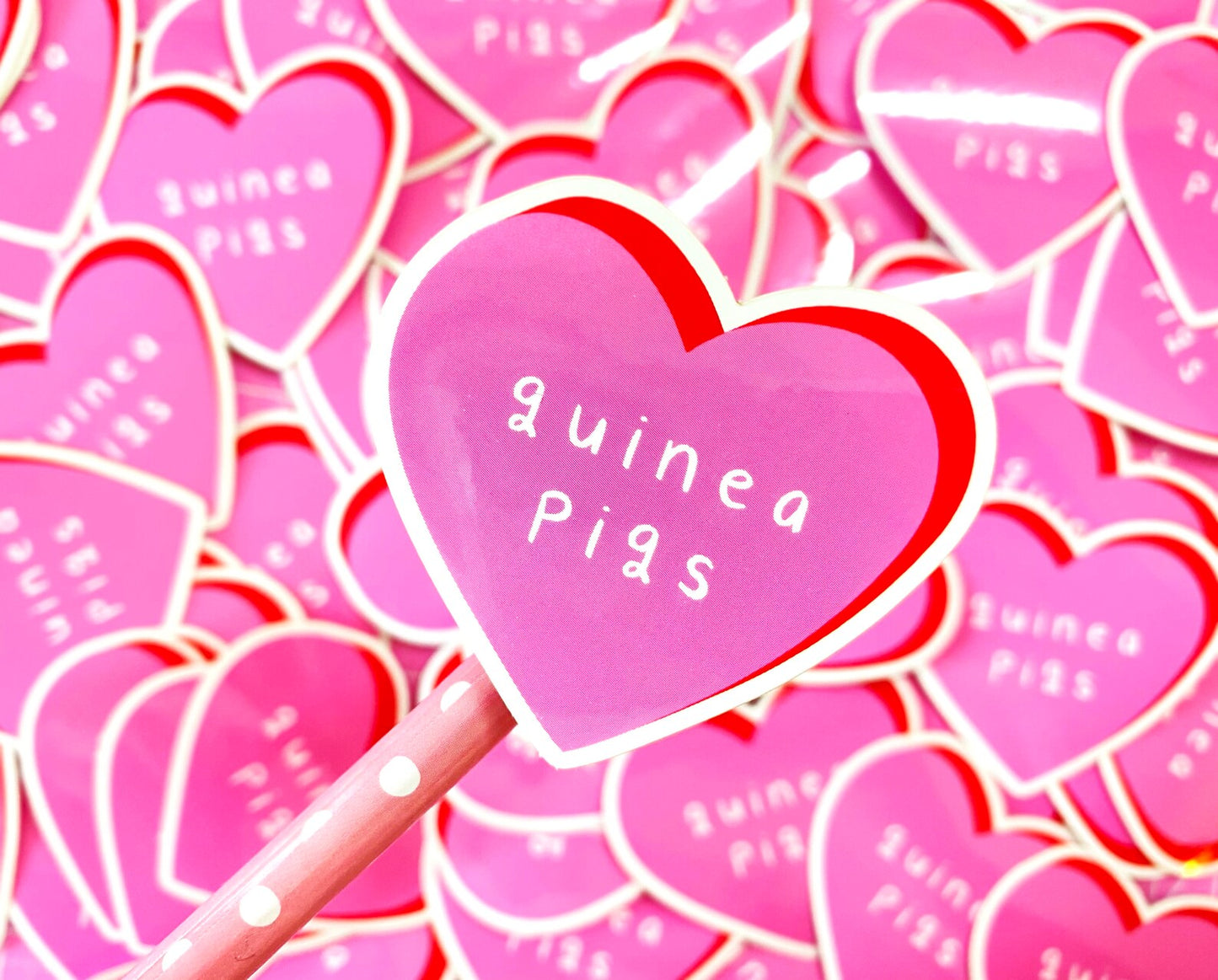 Pink Heart Love Guinea Pigs Sticker