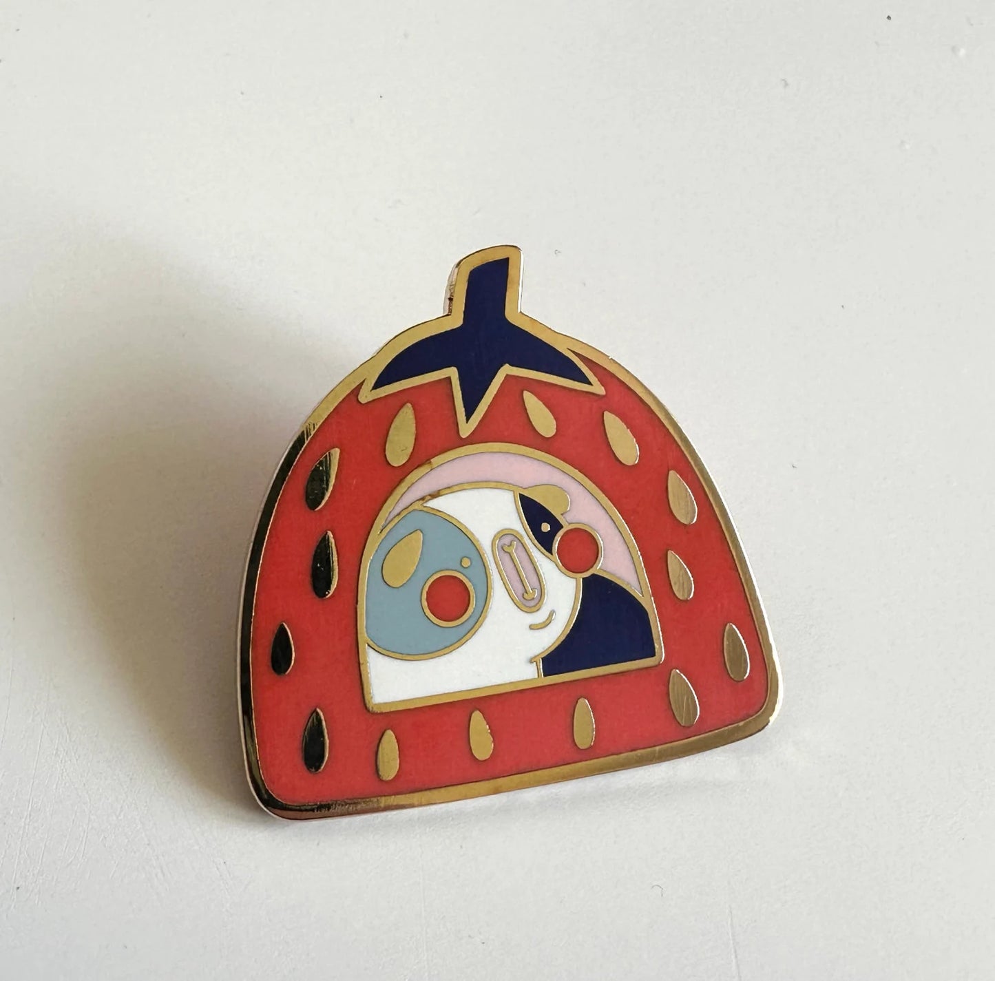 Strawberry House Guinea Pig Enamel Pin