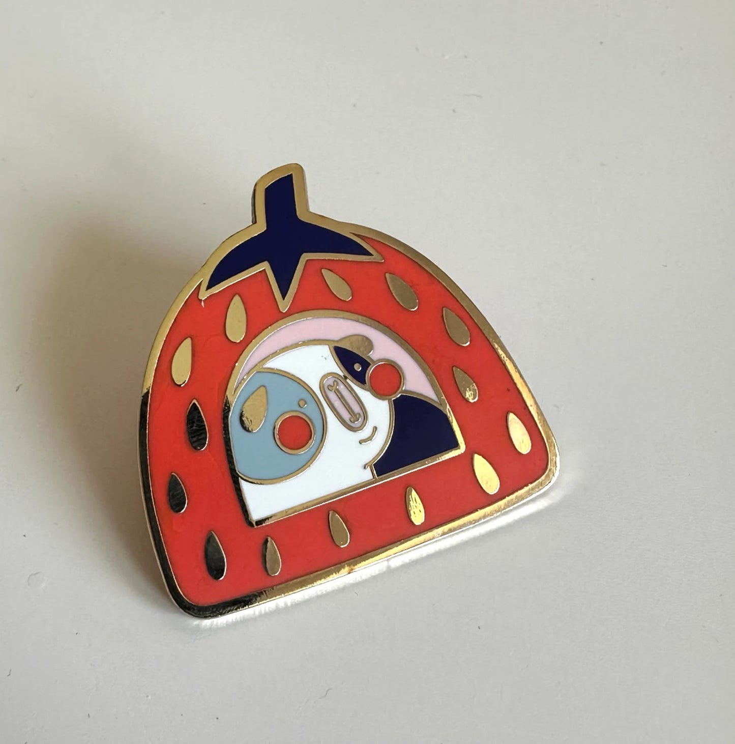 Strawberry House Guinea Pig Enamel Pin