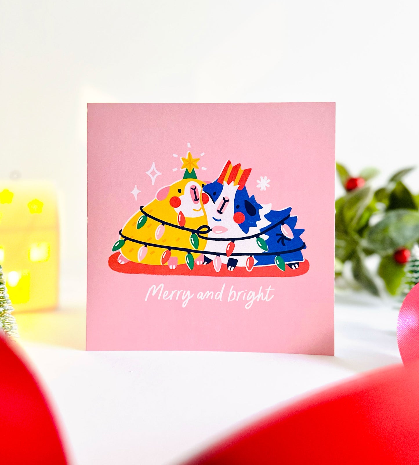 Guinea Pig Merry & Bright Christmas Card