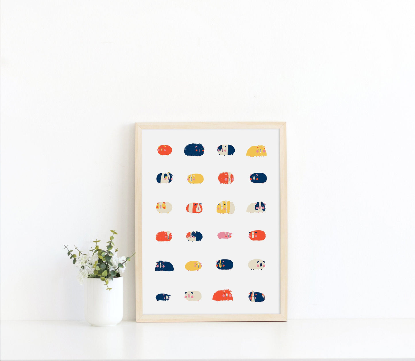 Cute Tiny Guinea Pigs Print | A4