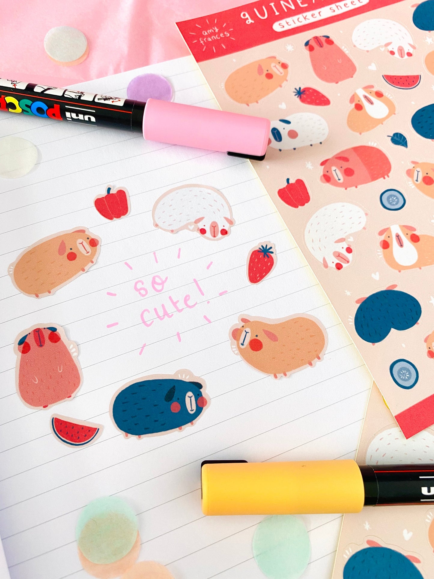 Mixed Cute Guinea Pig Gloss Sticker Sheet