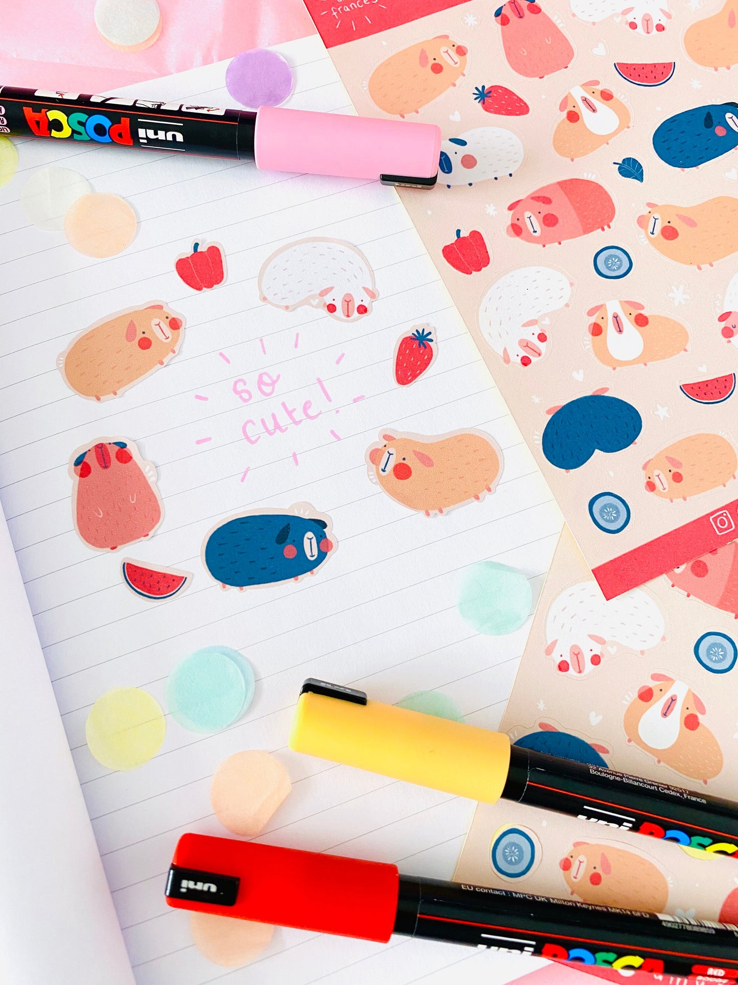 Mixed Cute Guinea Pig Gloss Sticker Sheet