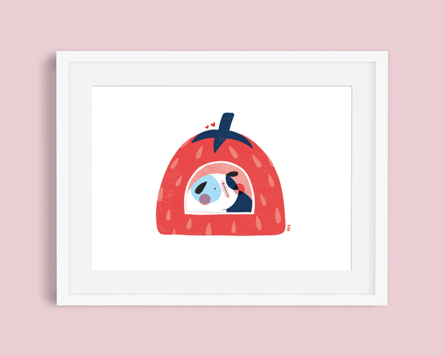Guinea Pig In Strawberry Bed Print | A5