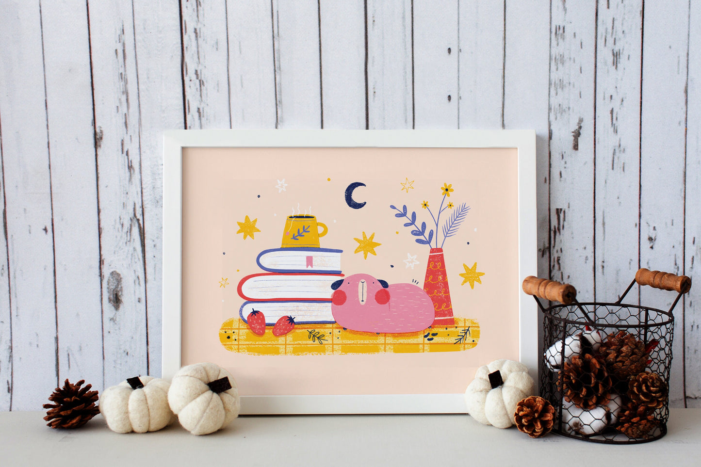 Cosy Autumn Fall Guinea Pig Print | A4