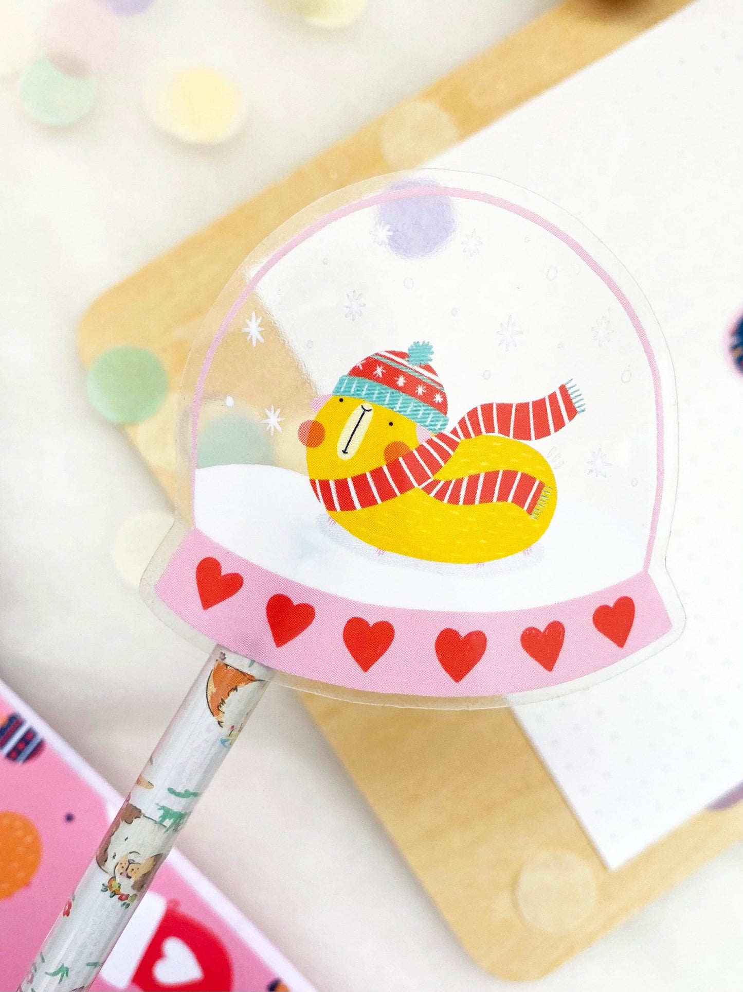 Guinea Pig Snow Globe Semi Transparent Sticker