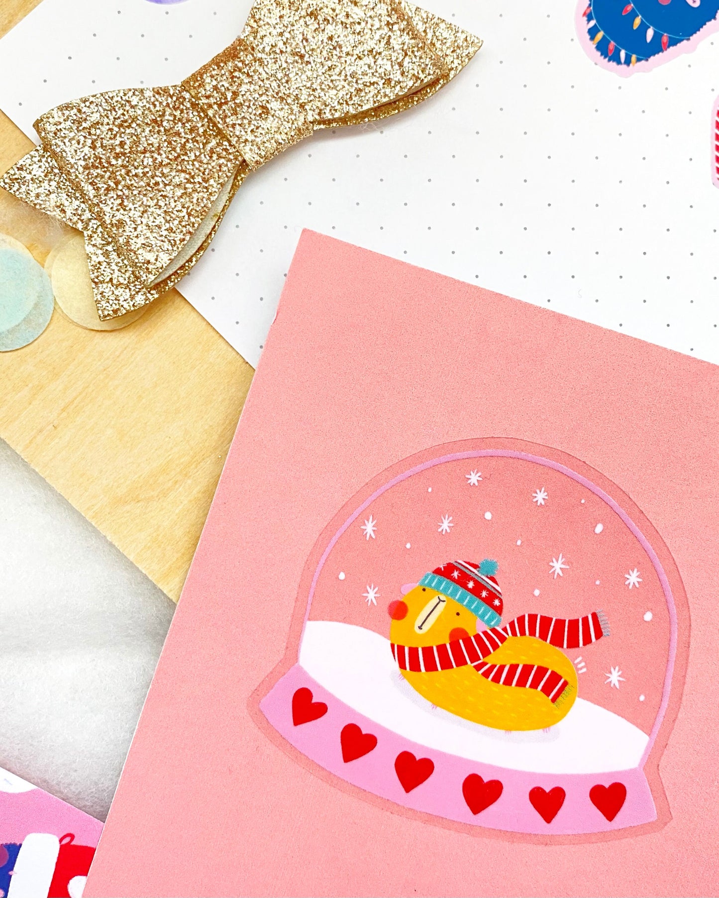 Guinea Pig Snow Globe Semi Transparent Sticker