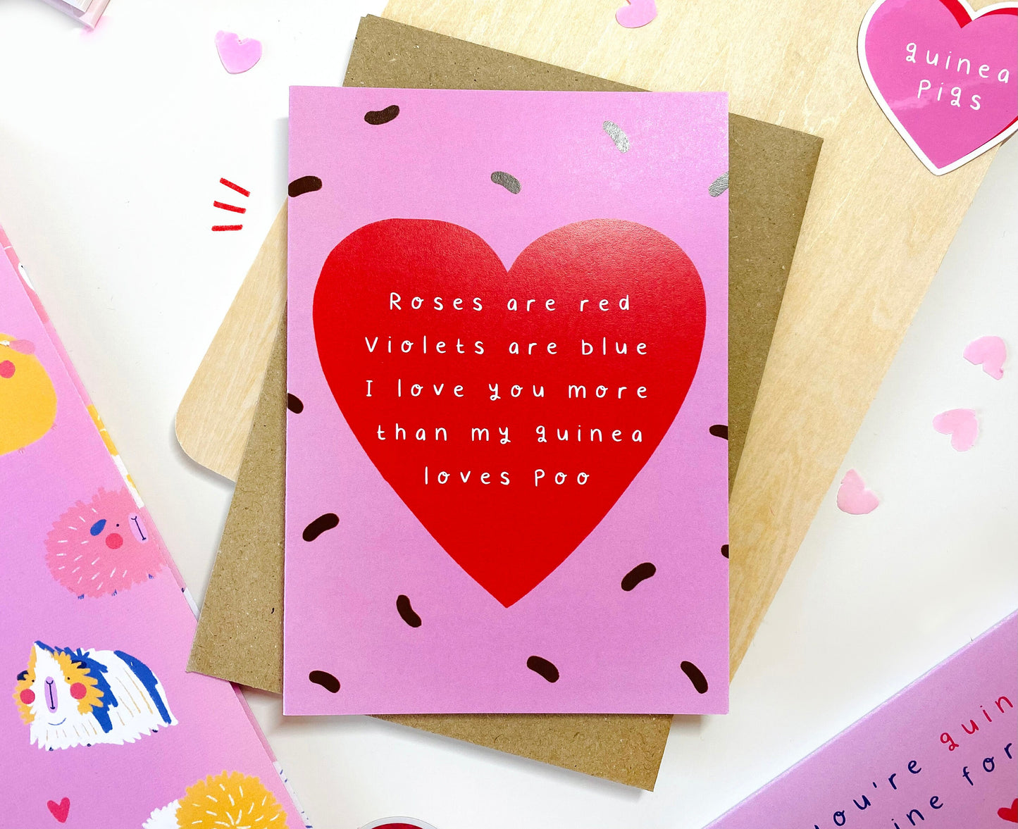 Roses Are Red Guinea Pig Greeting Card | A6