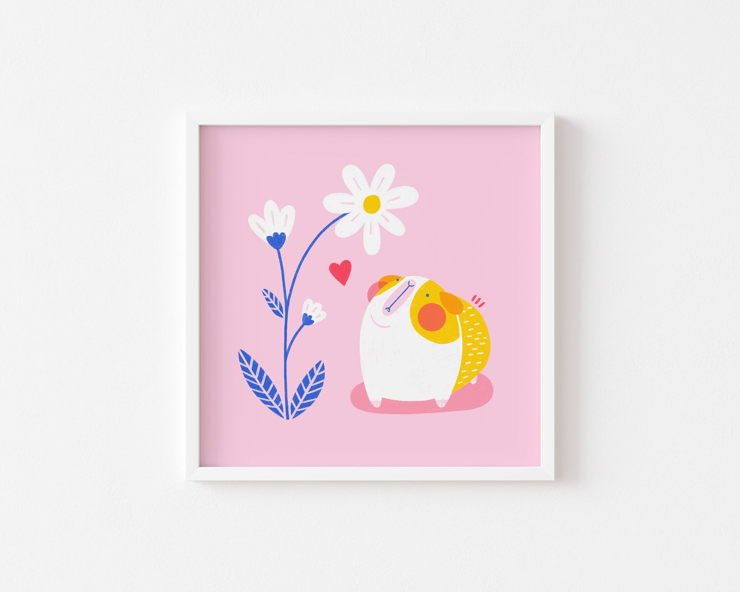 Guinea Pig With Daisy Print | 8x8"