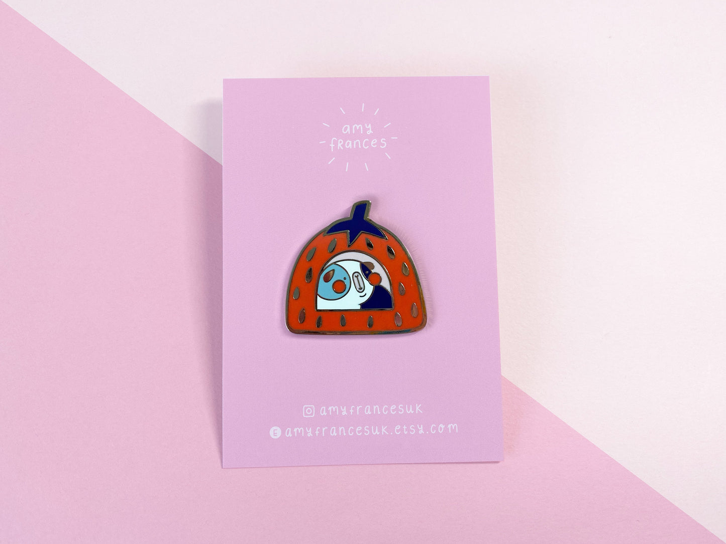 Strawberry House Guinea Pig Enamel Pin