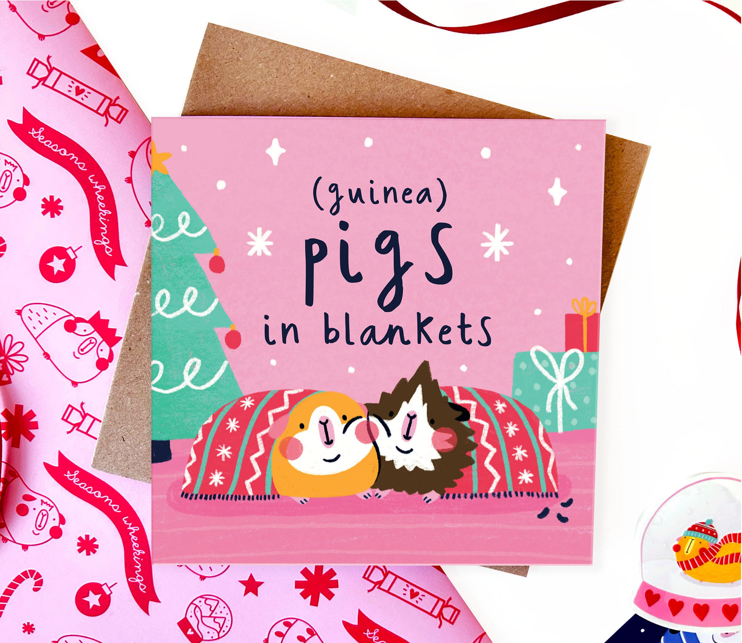 Guinea Pigs In Blankets Christmas Card