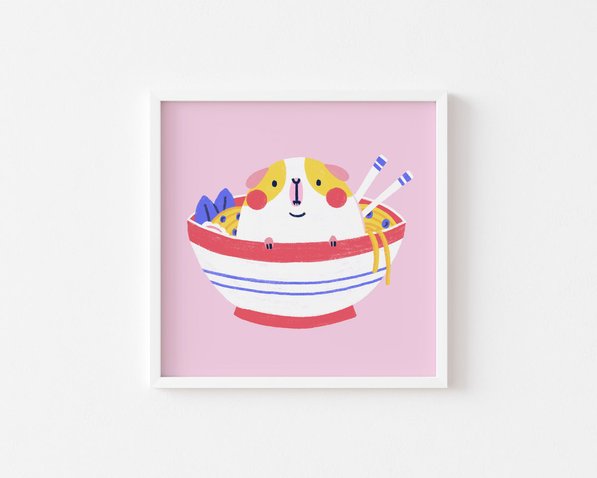 Ramen Guinea Pig Print | 8x8"