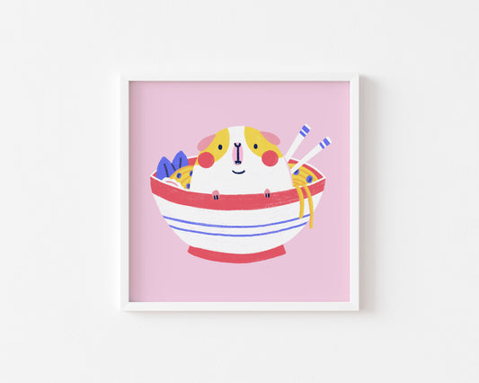 Ramen Guinea Pig Print | 8x8"