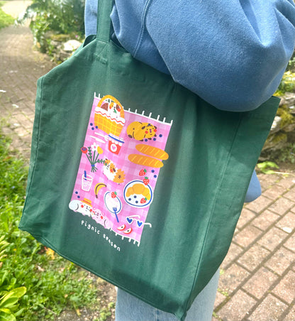 Pignic Season Green Cotton Tote Bag