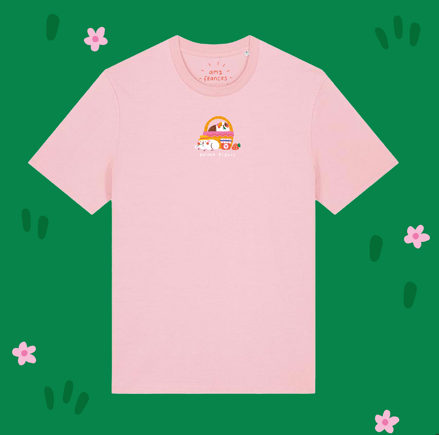 PINK Guinea Pignic Basket Cotton T-shirt