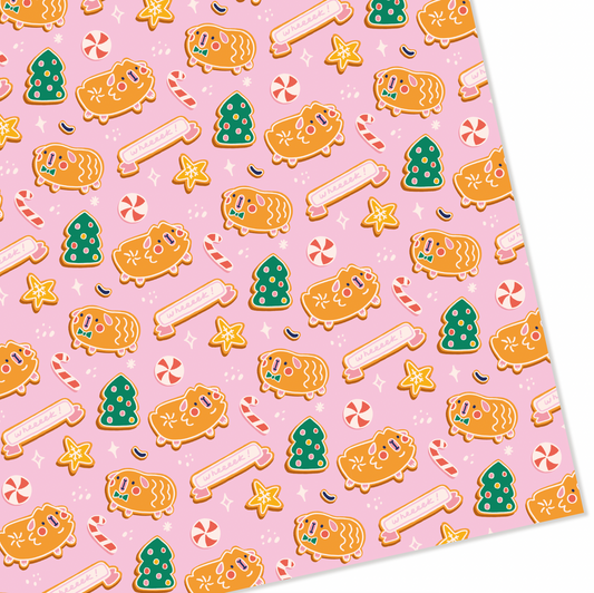 Gingerbread Guinea Pig Christmas Gift Wrap Sheets